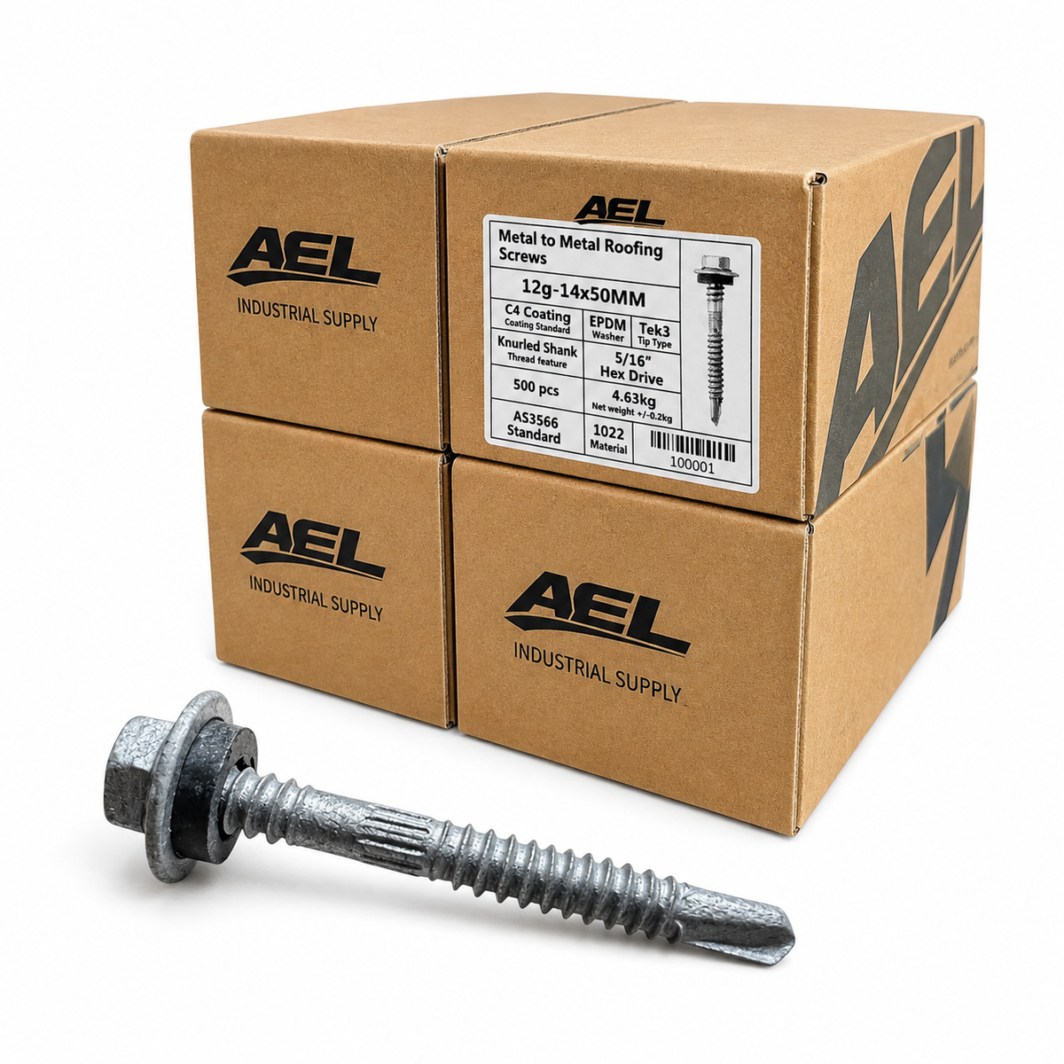 12g-14 × 50mm GripMax™ C4 Metal Roofing Screw – TEK 3