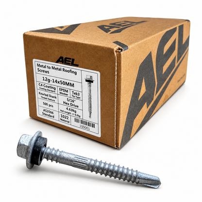 12g-14 × 50mm GripMax™ C4 Metal Roofing Screw – TEK 3